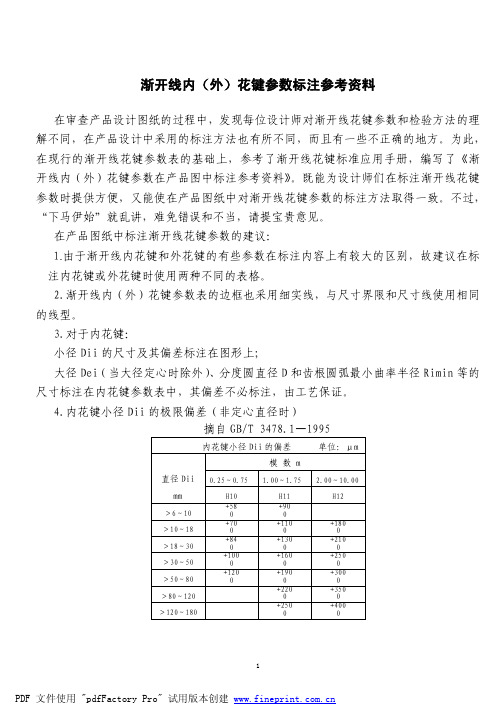 渐开线花键参数标注