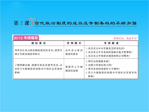 高考一轮历史复习课件1.2古代中国的政治制度 (人教版必修1)