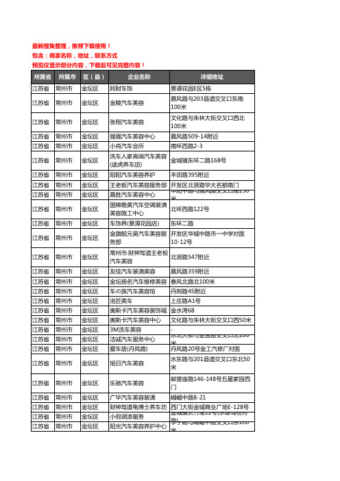新版江苏省常州市金坛区汽车美容企业公司商家户名录单联系方式地址大全88家