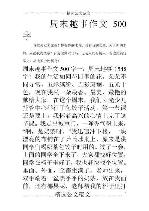 周末趣事作文500字