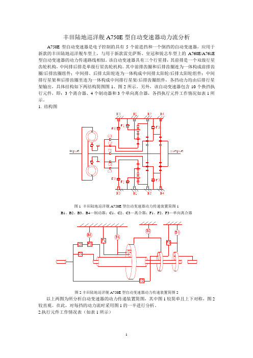丰田陆地巡洋舰A750E自动变速器动力流分析