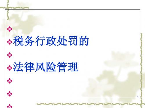 税务行政处罚的法律风险管理教材(PPT 72张)