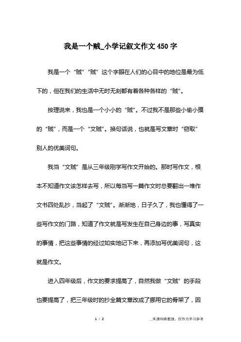 我是一个贼_小学记叙文作文450字