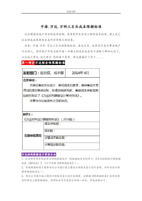 房地产成本限额实用标准