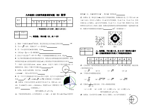 学年九年级第二次教学质量调研试题(卷)数学试题及答案