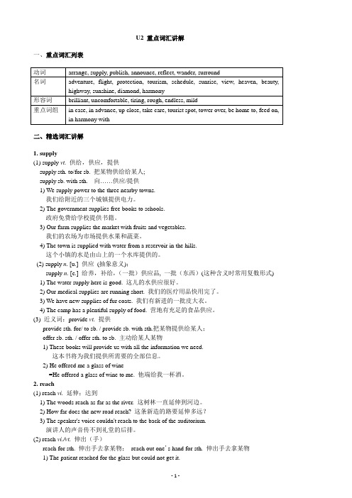 江苏省盐城市石化中学牛津译林版高中英语必修二教案：Unit2+重点词汇讲解教案