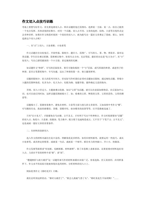 作文切入点技巧训练