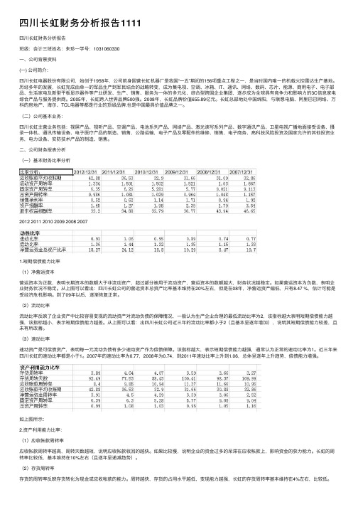 四川长虹财务分析报告1111