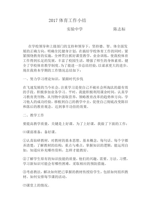 2017体育工作小结