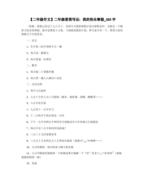 【二年级作文】二年级看图写话：我的快乐寒假_450字