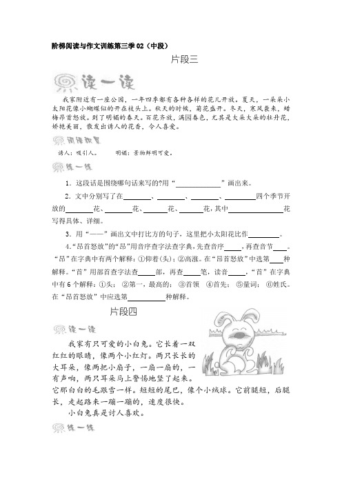 阶梯阅读与作文训练第三季02(中段)