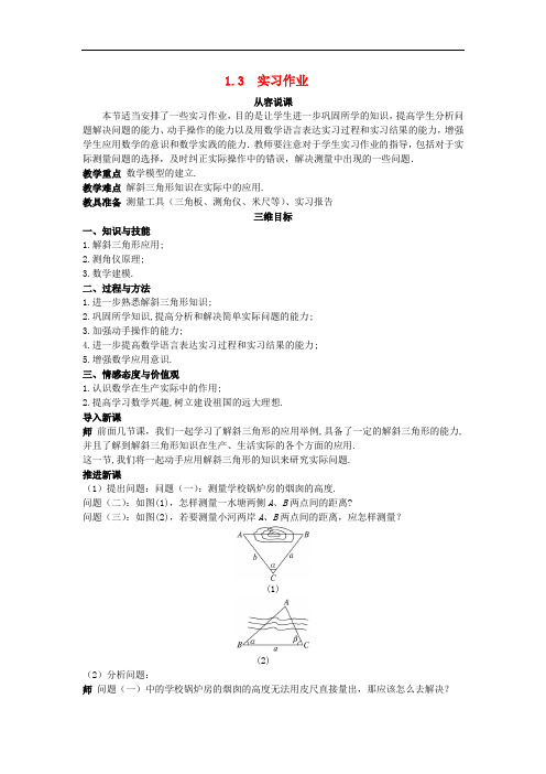 281.高中数学 (1.3 实习作业)示范教案 新人教A版必修5