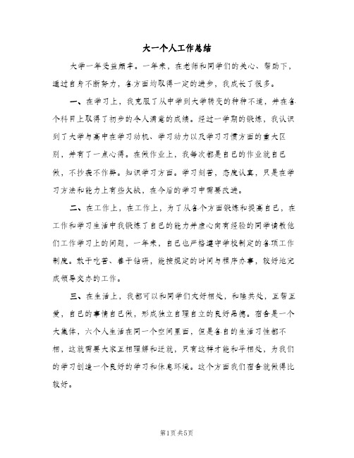 大一个人工作总结（2篇）