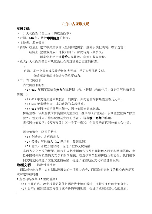 世界古代史—中古亚欧文明复习