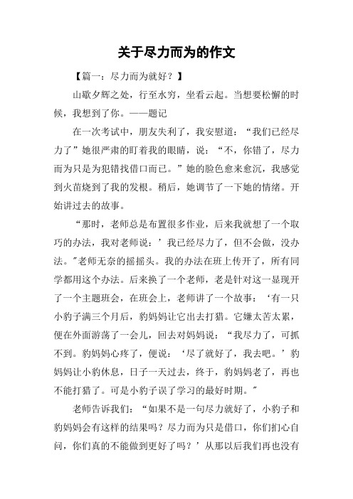 关于尽力而为的作文