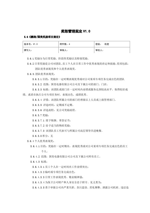 国美奖惩制度及补充规定