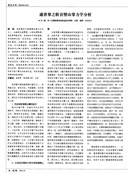 通背拳之斩首劈山掌力学分析