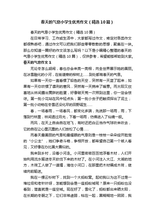 春天的气息小学生优秀作文（精选10篇）