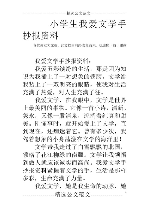 小学生我爱文学手抄报资料