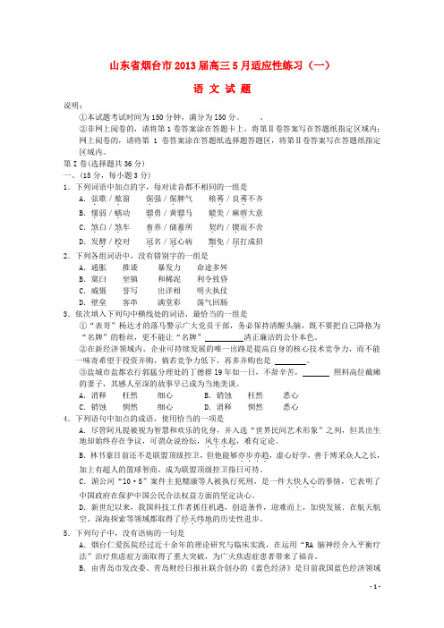 山东省烟台市高三语文5月适应性练习(一)(烟台二模)鲁人版