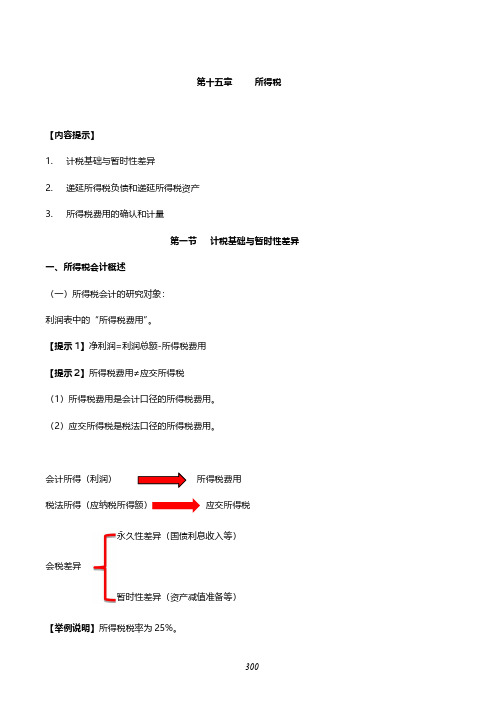 中级财务会计核心考点精讲	第十五章	所得税
