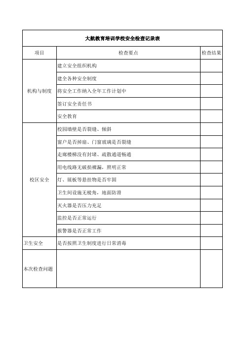 培训机构安全检查记录表