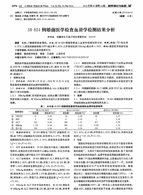 38824例婚前医学检查血清学检测结果分析
