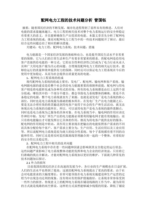 配网电力工程的技术问题分析  管国钰