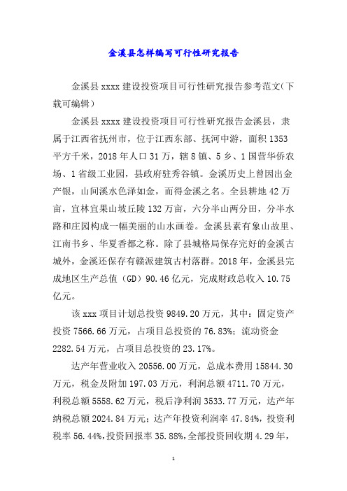金溪县怎样编写可行性研究报告word