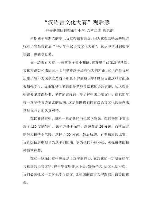 汉语言知识大赛观后感