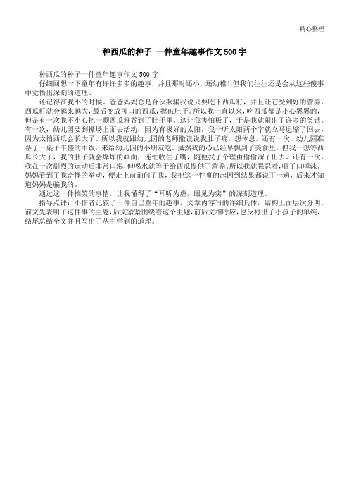 种西瓜的种子 一件童年趣事作文500字