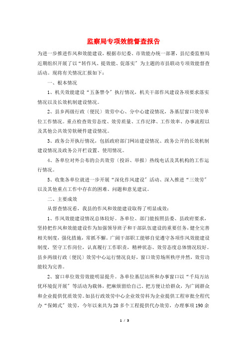 监察局专项效能督查报告