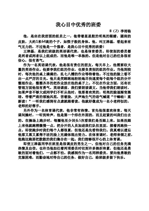 我心目中优秀的班委