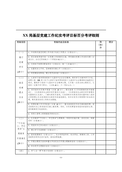 基层党建考核相关表格