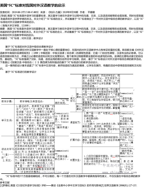 美国“5C”标准对我国对外汉语教学的启示