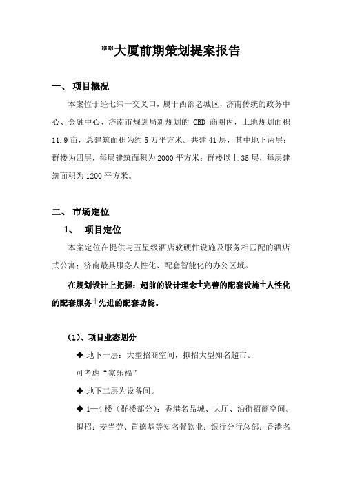 大厦前期策划提案报告