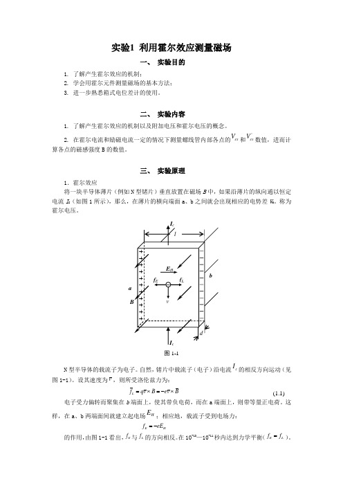 利用霍尔效应测量磁场