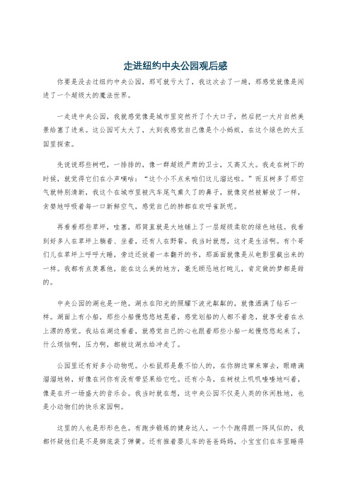 走进纽约中央公园观后感