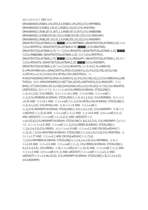 指标公式源码通达信绝对高手DDX指标