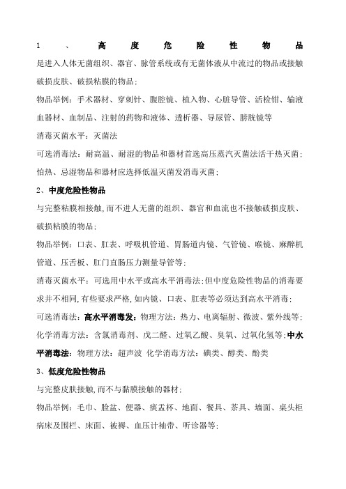 医疗危险物品分类