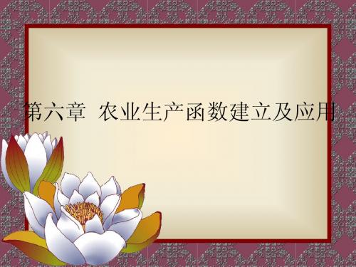 第六章  农业生产函数建立及应用(农业技术经济学-安徽农业大学,张士云)
