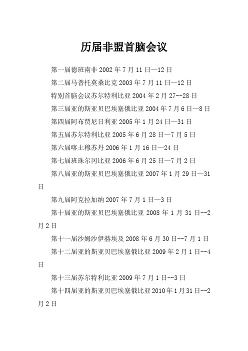【国际组织全说(一)】非盟首脑会议