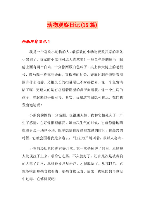 动物观察日记(15篇)