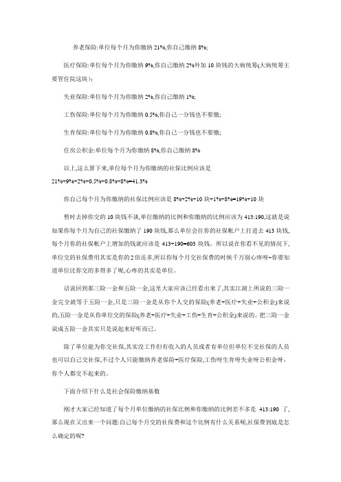 中国大陆五险一金资料