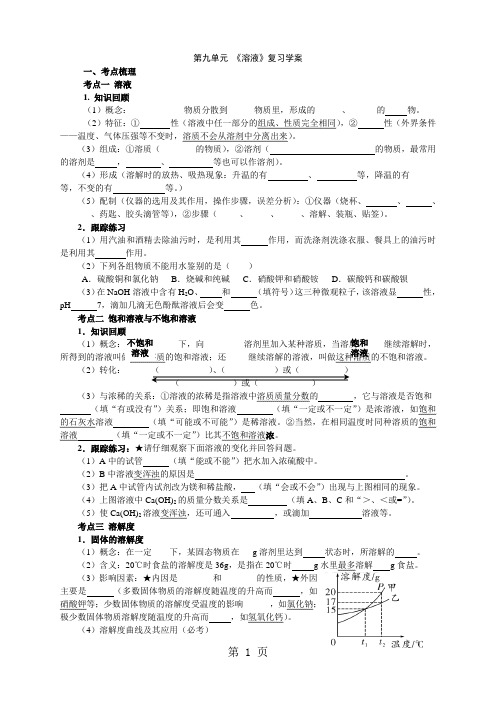 2017-2018学年下学期人教版九年级化学一轮复习第九单元学案-精选学习文档