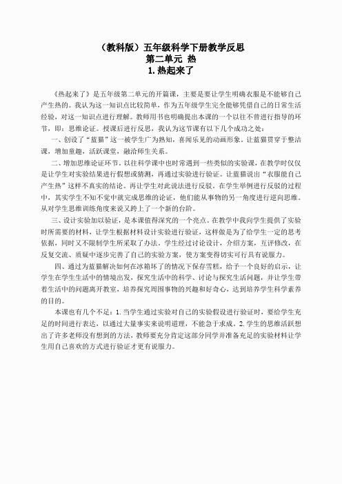 教科小学科学下《2.1、热起来了》word教案(6)