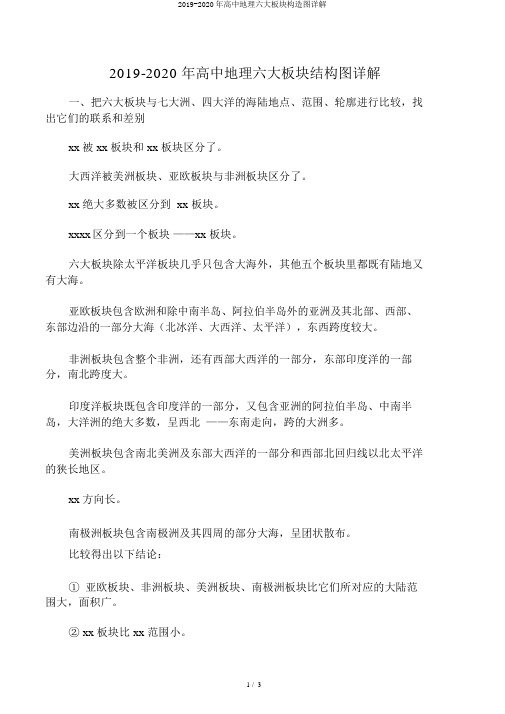 2019-2020年高中地理六大板块构造图详解