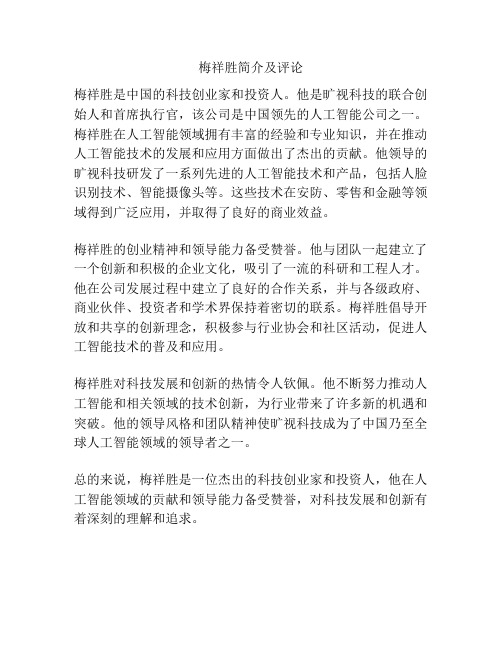 梅祥胜简介及评论
