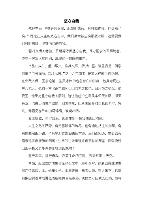 高三作文：坚守自我作文800字