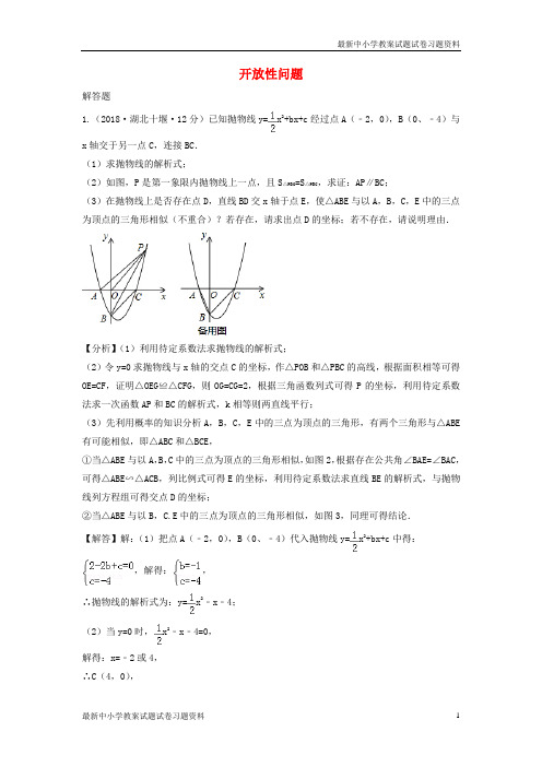 精选-中考数学真题分类汇编第三期专题39开放性问题试题含解析